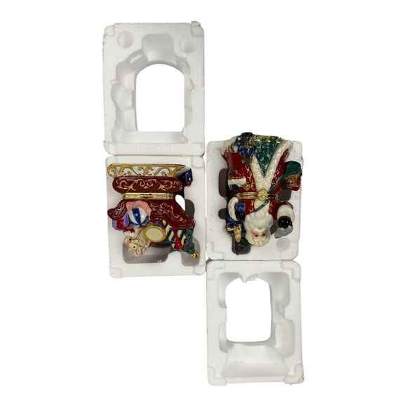 Traditions PORCELAIN CHRISTMAS SANTA & SLEIGH Decorative KEEPSAKE TRINKET BOX - Picture 11 of 16